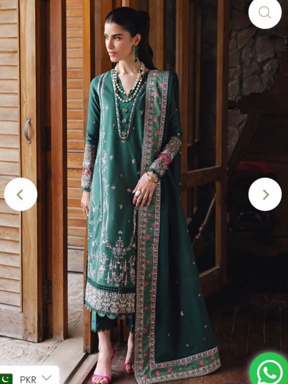 Embellished Emerald Green Long Sleeve Women's Dress with Dupatta